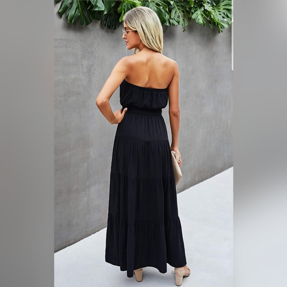 Casual Off Shoulder Wrap Maxi Dress Summer - Picture 2 of 5